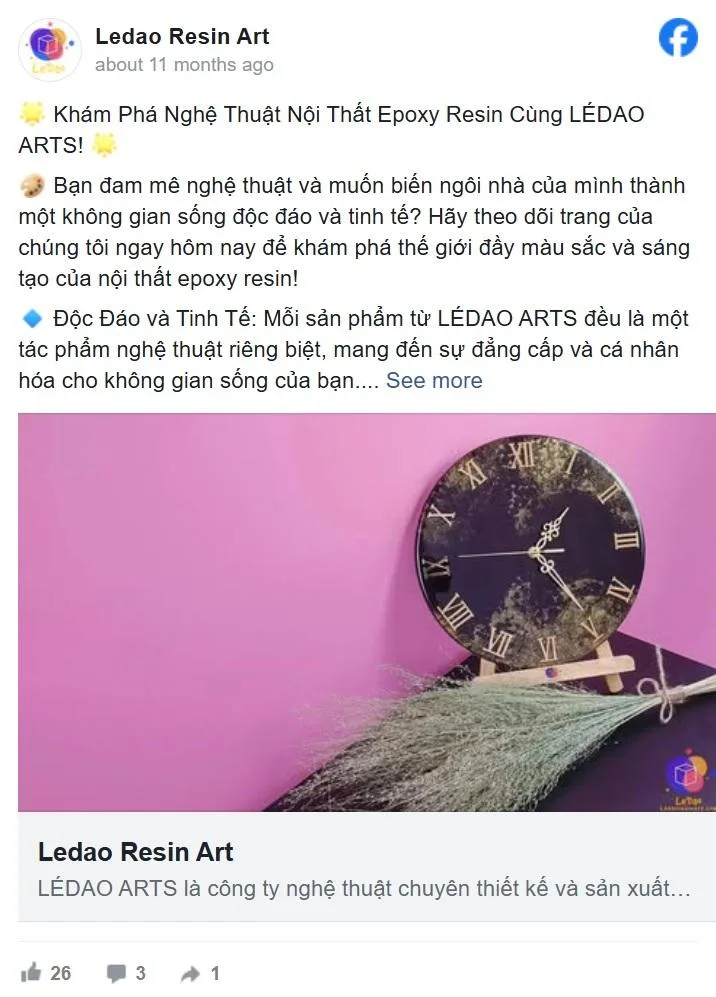 Nội Thất Sáng Tạo với Epoxy Resin Art 43 facebook fanpage cover