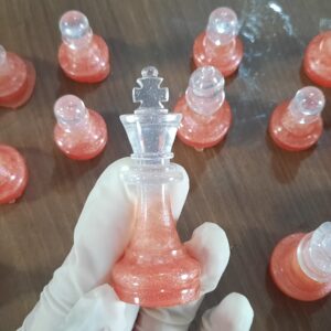 Bộ Quân Cờ Vua - Màu Cam Đào - Handcrafted resin chess pieces set