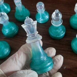 Bộ Quân Cờ Vua - Màu Xanh Ngọc - Handcrafted resin chess pieces set